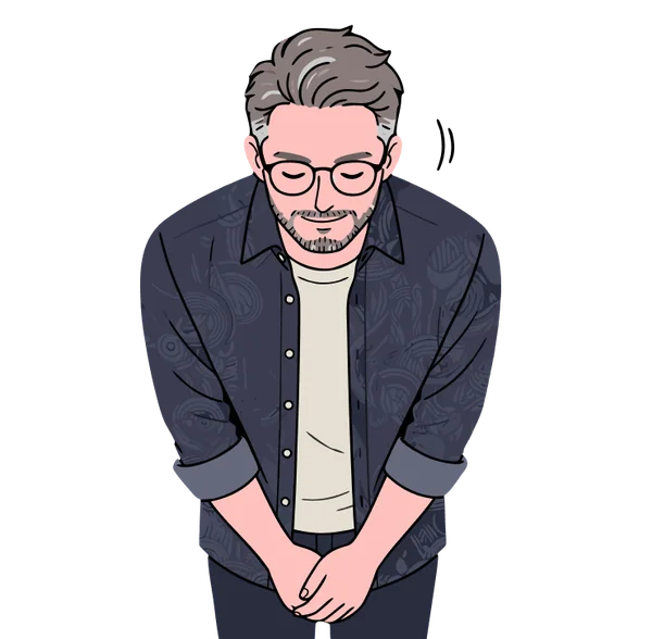 お辞儀をするスタッフのイラスト